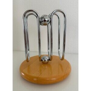 Vintage Fred Hollinger 1980's Post Modern Art Deco Chrome Orb Napkin Holder